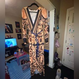 VersaceSTYLE print, couldn’t find exact picture online, Wrap maxi-dress